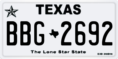 TX license plate BBG2692