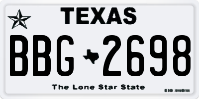 TX license plate BBG2698