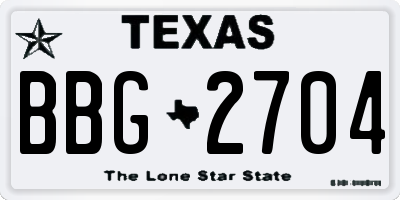 TX license plate BBG2704