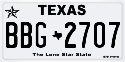 TX license plate BBG2707