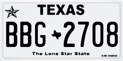TX license plate BBG2708