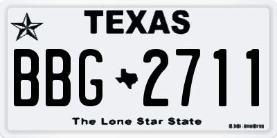 TX license plate BBG2711