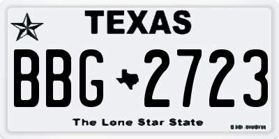 TX license plate BBG2723