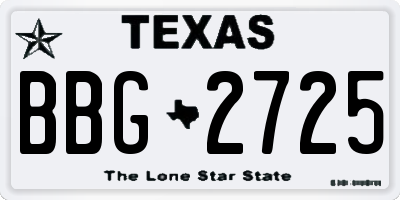 TX license plate BBG2725
