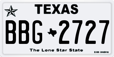 TX license plate BBG2727