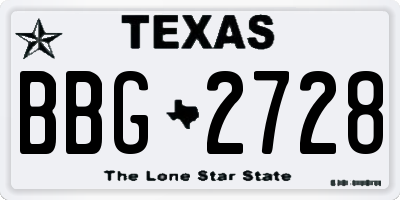 TX license plate BBG2728