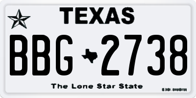 TX license plate BBG2738