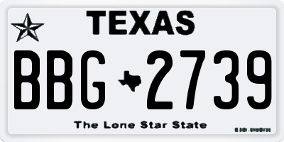 TX license plate BBG2739