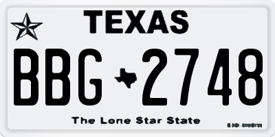 TX license plate BBG2748