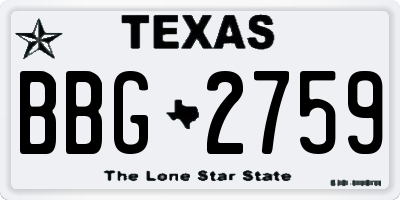 TX license plate BBG2759