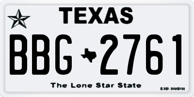 TX license plate BBG2761