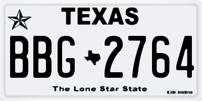 TX license plate BBG2764