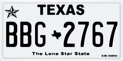 TX license plate BBG2767