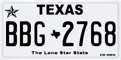 TX license plate BBG2768