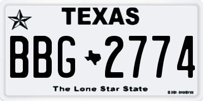 TX license plate BBG2774