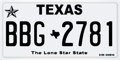 TX license plate BBG2781