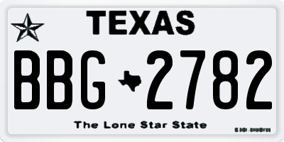 TX license plate BBG2782