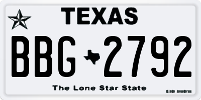 TX license plate BBG2792