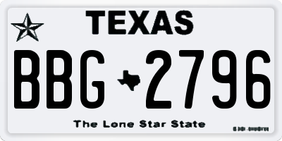 TX license plate BBG2796