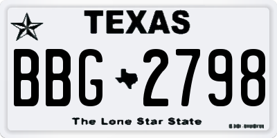 TX license plate BBG2798