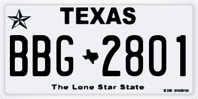 TX license plate BBG2801