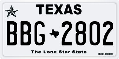 TX license plate BBG2802