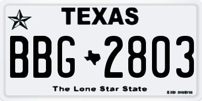 TX license plate BBG2803