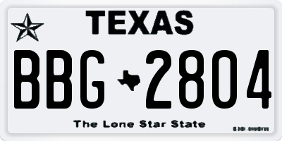 TX license plate BBG2804