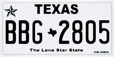 TX license plate BBG2805