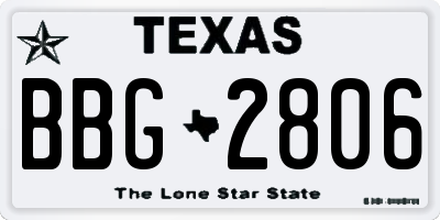 TX license plate BBG2806