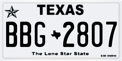 TX license plate BBG2807