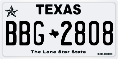 TX license plate BBG2808