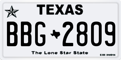 TX license plate BBG2809