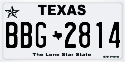 TX license plate BBG2814