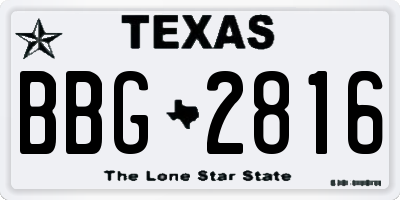 TX license plate BBG2816