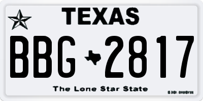 TX license plate BBG2817