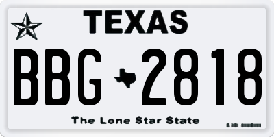 TX license plate BBG2818