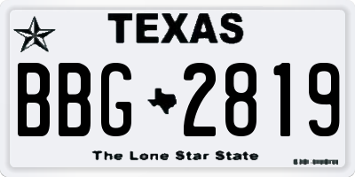 TX license plate BBG2819