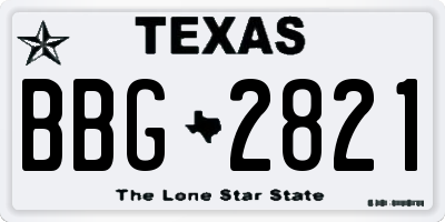 TX license plate BBG2821