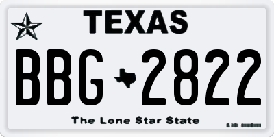 TX license plate BBG2822