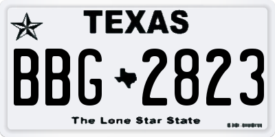 TX license plate BBG2823