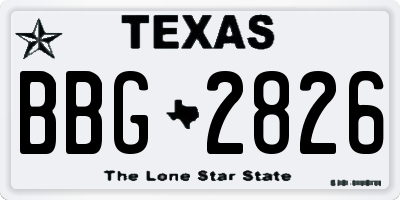 TX license plate BBG2826