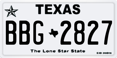 TX license plate BBG2827