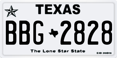 TX license plate BBG2828