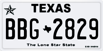 TX license plate BBG2829