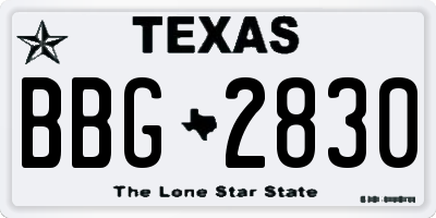 TX license plate BBG2830