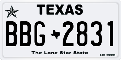 TX license plate BBG2831