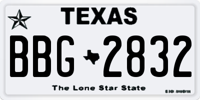 TX license plate BBG2832