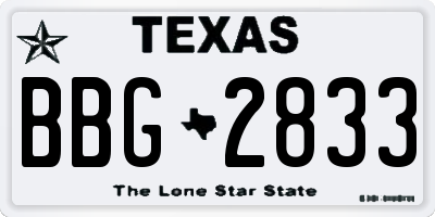 TX license plate BBG2833