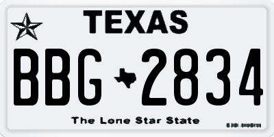 TX license plate BBG2834